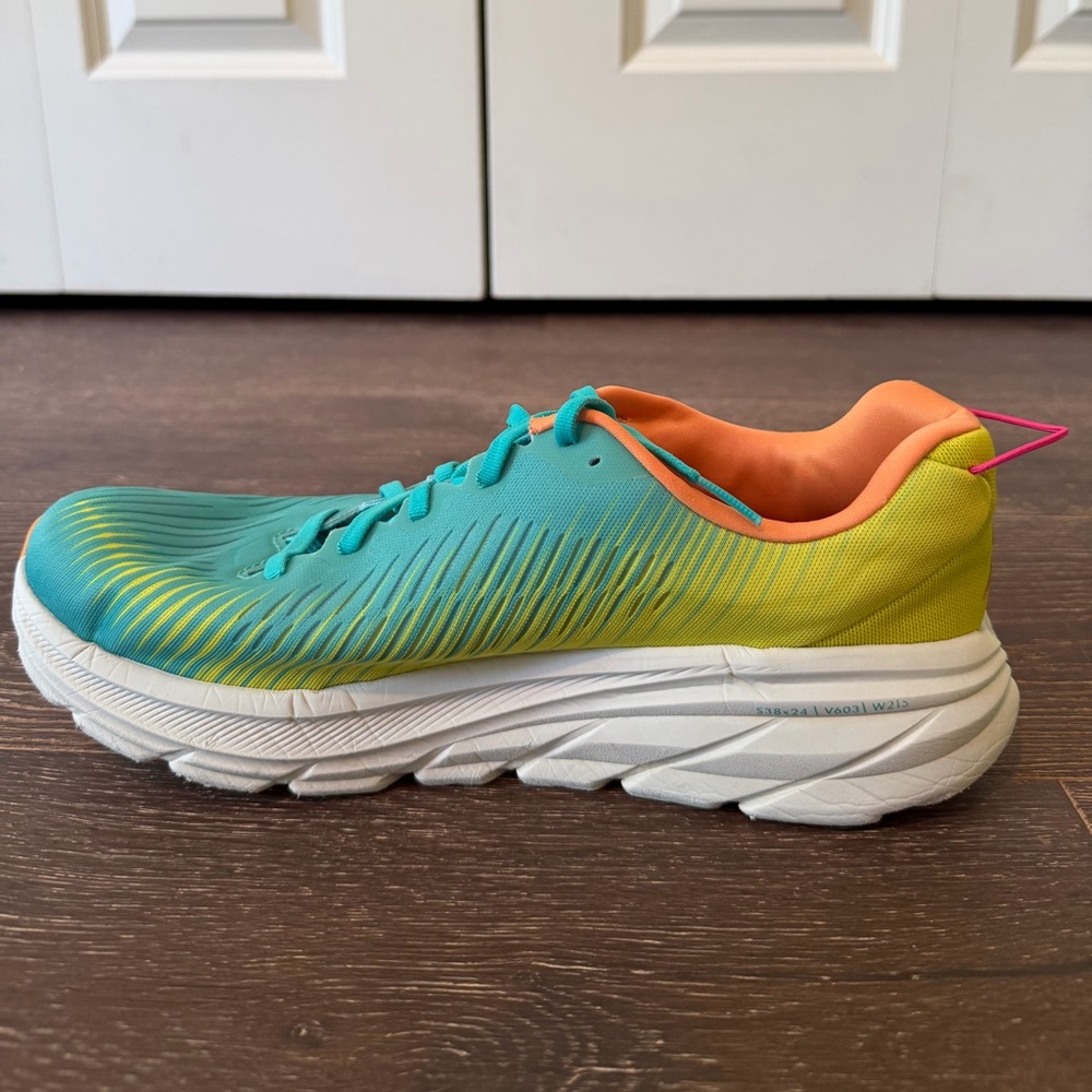 Hoka Rincon 3 Men's Teal Yellow Pink Orange Running Sneakers - Picture 6 of 9